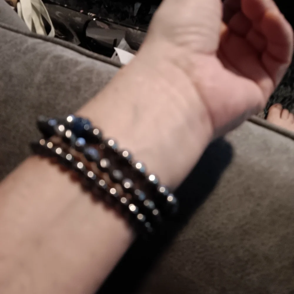 Paparazzi Silver and Blue Beaded Bracelet Set